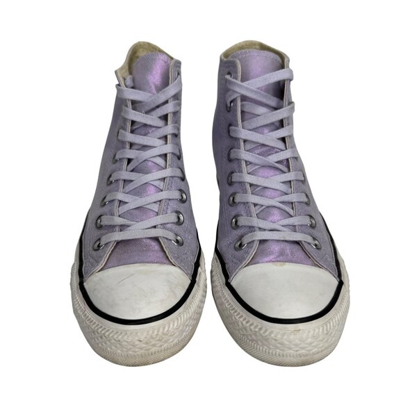 Converse All Star Womens High Top Sneakers Sz 8.5 Light Purple‎ Metallic Canvas - Picture 6 of 11